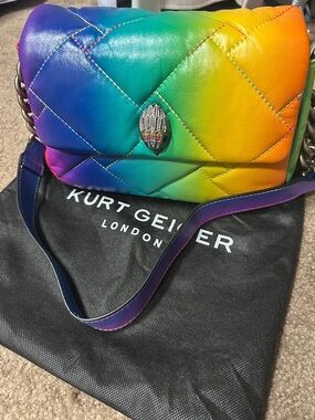 Kurt Geiger Multicolor Rainbow Quilted Leather Crossbody Bag